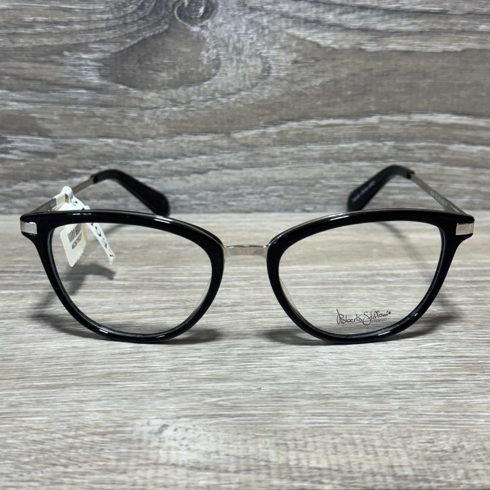 Roberto Steffano RS167 COL 90 Eyeglass‎ Frames Black Silver 52-18-135 Italy